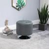 360 degrees Swivel Foot Stool Round PU Ottoman with Thick Sponge Padding and Solid Steel Base, Grey