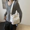 Large Capacity Trendy Canvas Shoulder Bag For Stylish Girls With Round Shape Design In Black White Blue And Pink