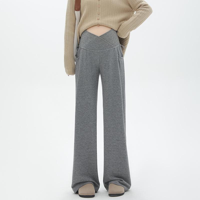 Корейские брюки для беременных с широкими штанинами: Поддержка живота, повседневный ретро-стиль, подходит для всех сезонов