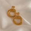EManco Vintage Texture 18K Gold Plated Stainless Steel Hoop Earrings Women Geometric Circle Twist Fashion Jewelry