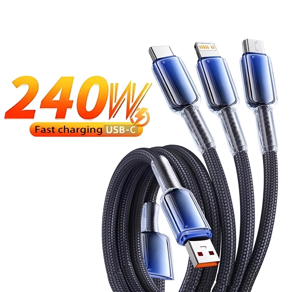 3 в 1 Быстрая зарядка Type C USB-кабель Type C USB Micro Для iPhone Samsung Huawei Xiaomi Многопортовый Многозарядный провод
