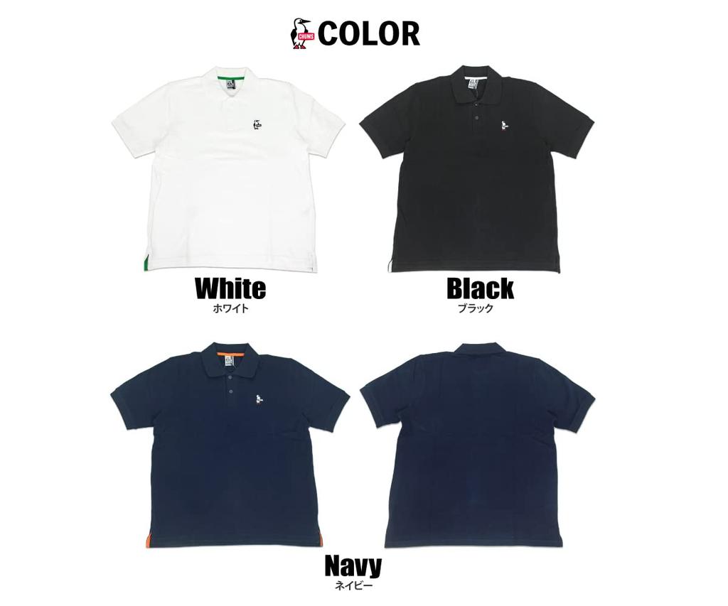 Booby Polo с коротким рукавом и вышитым логотипом [Chums] Рубашка, Рубашка, Пике, Однотонная, CH02-1190 (S, N001 Военно-морской флот)