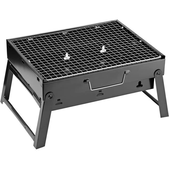 Barbecue à charbon pliable – Mini barbecue portable de table – Excellent barbecue pliable pour jardin, fête, festival, randonn[266]
