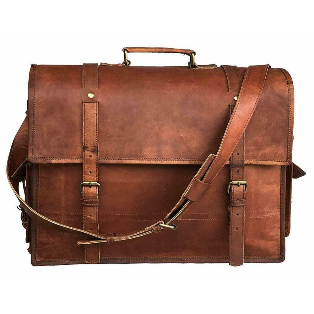Оригинальный портфель для ноутбука 18 дюймов, винтажная современная кожаная сумка-мессенджер, настоящая сумка-сэтчел