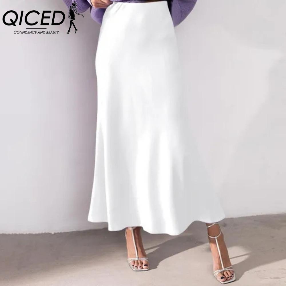 QICED Женская Мода Повседневная Однотонная С Принтом Летняя Весенняя Юбка