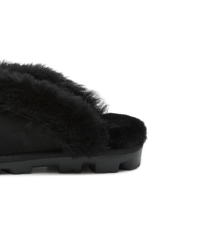 Ugg [Женские] Замшевые тапочки с меховым воротником (Кокетка) - Черный / 5125Blk