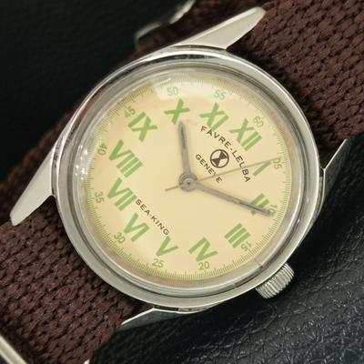FAVRE LEUBA SEA KING 253 ВИНТАЖНЫЕ ШВЕЙЦАРСКИЕ МУЖСКИЕ ЧАСЫ С РУЧНЫМ ЗАВОДОМ КРЕМОВОГО ЦВЕТА a703010-1