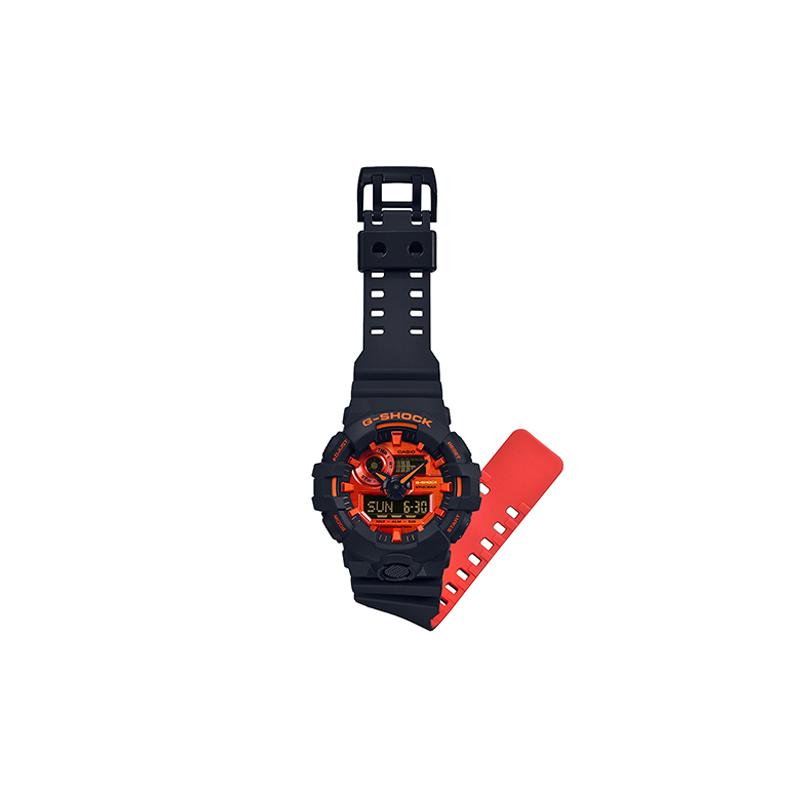 Casio Серия с двойным дисплеем LCD/стрелочным, модный уличный ретро, контрастный цвет, классический стрелочный двойной дисплей, водонепроницаемый, кварцевый механизм, GA-700BR-1A