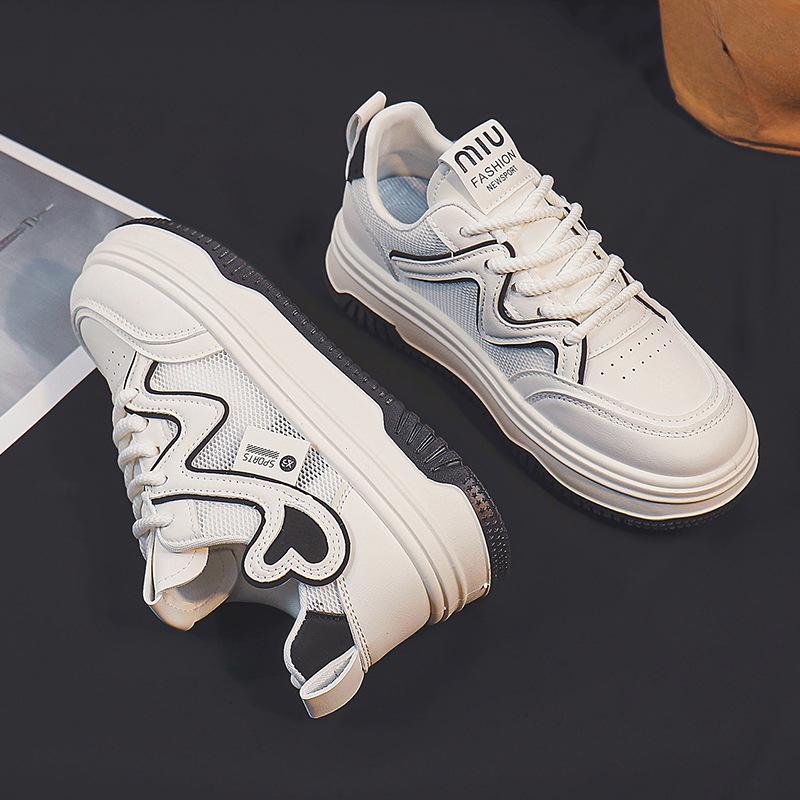 Новые универсальные толстые дышащие повседневные тонкие студенческие спортивные кроссовки с сетчатой поверхностью белые туфли женская мода