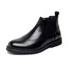 Fashion Elegantes Genuine Leather Chelsea Boots Mens Comfortable Brogue Shoes British Style Man Wedding Dress Ankle Boots Slip On Shoes