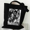 KATSEYE Merch Canvas Tote Bag Retro Black White Print Shoulder Bag Kpop Fan Gift 60123-3