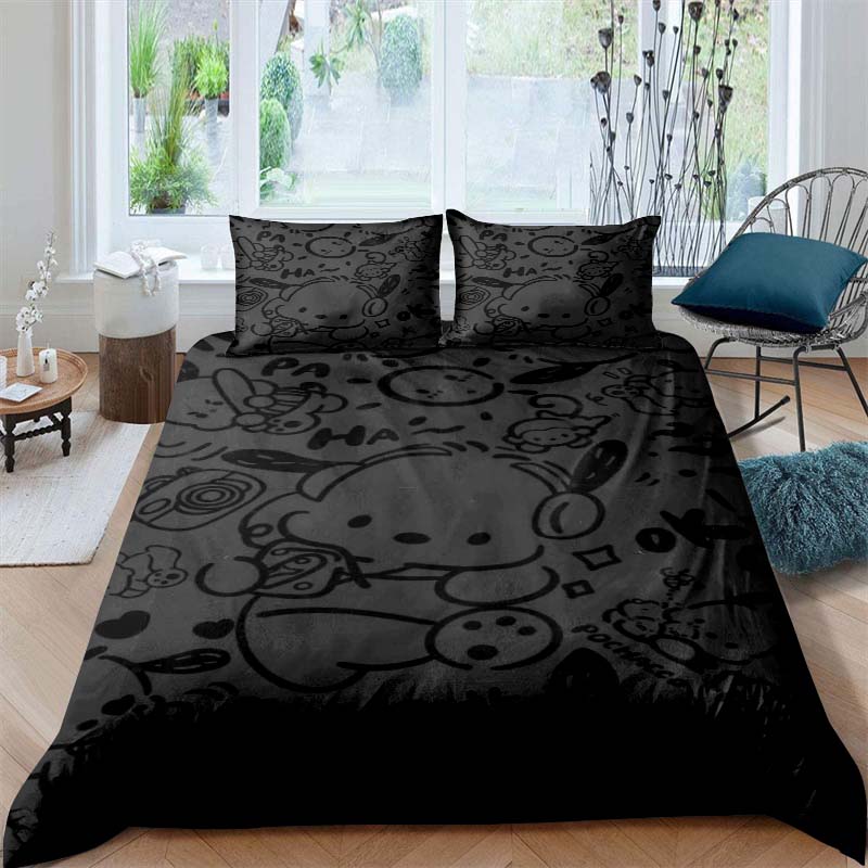 The new cartoon Pochacco dog themed three piece bedding set for 2026, including duvet covers and pillowcases, is the perfect cho