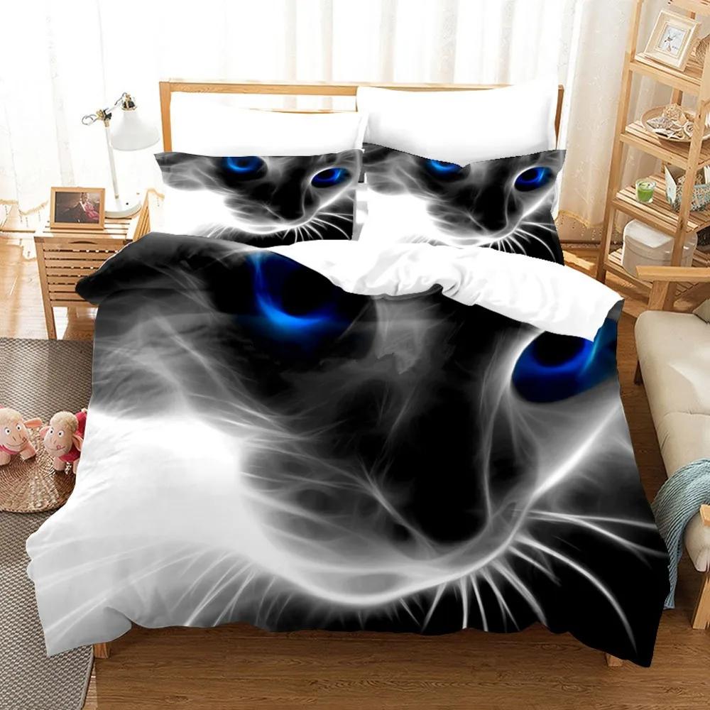 3D Cute Wolves Cat Dog Print Bedding Set Cute Duvet Quilt Cover Wild Animal Tribal Bed Cover With Pillowcases Custom Bed Linen