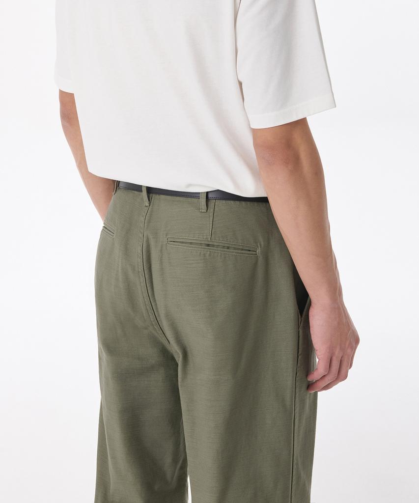 MUSINSA STANDARD Back Satin Tapered Officer Pants [Olive]