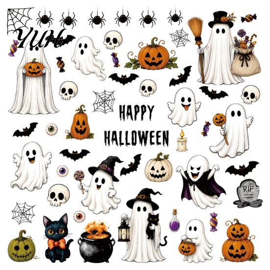 Electrostatic Window Cling 6 Sheets Halloween Clings, Spooky Ghost Pumpkin Bat Sticker Sticker, Reusable Static Glass Decals for Holiday Party
