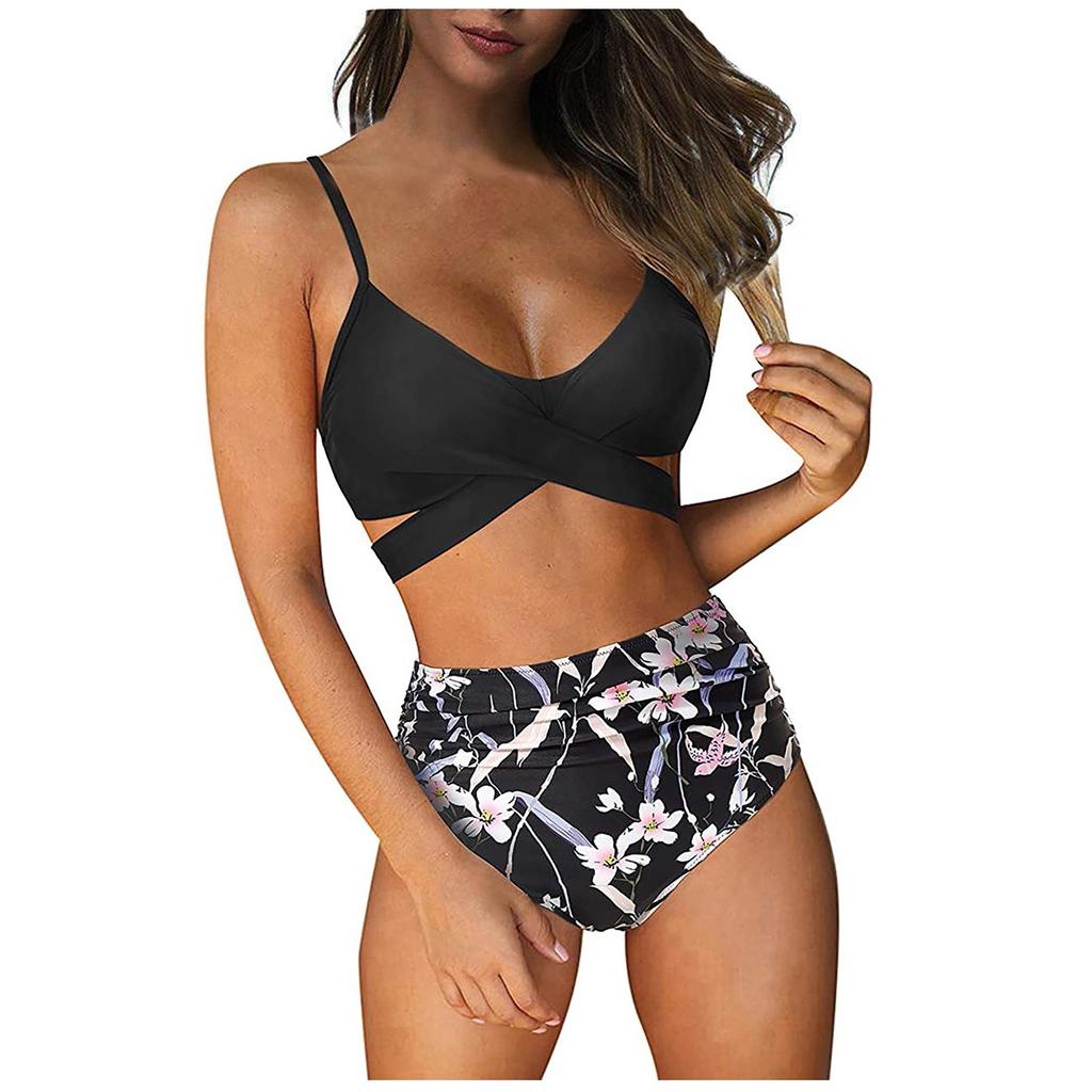 Женский купальник с разрезом, бикини с принтом и вырезом, пляжный купальник, купальник