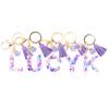 Letter Keychain Resin Initial Purple Stars Filled Pendant Keyrings Handbag Charm