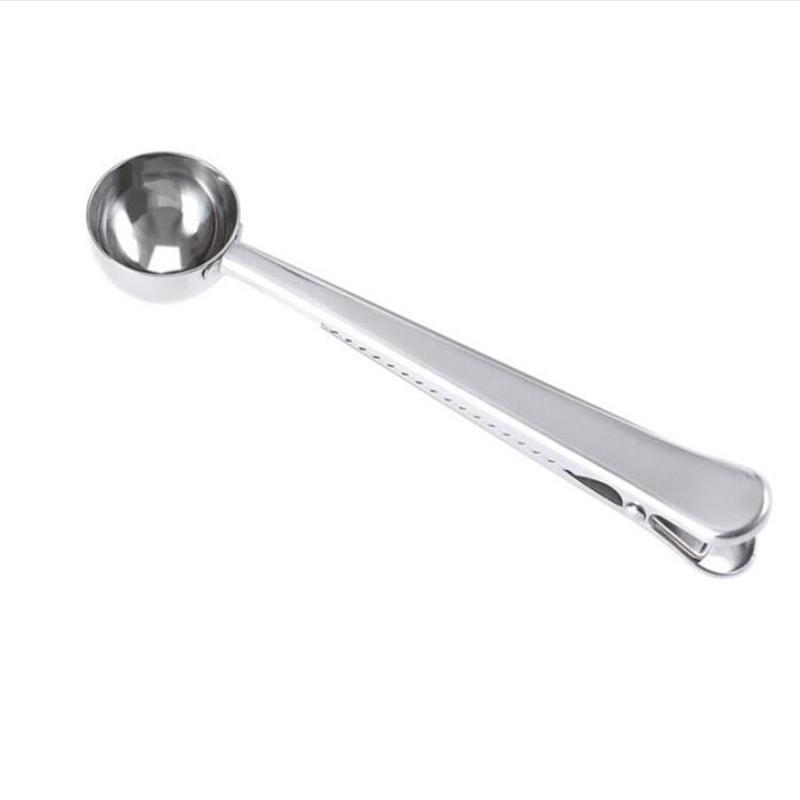 Gold Silver Multifunction Kitchen Supplies Coffee Scoop With Clip Stainless Steel Tea Measuring Cup Scoop Spoons