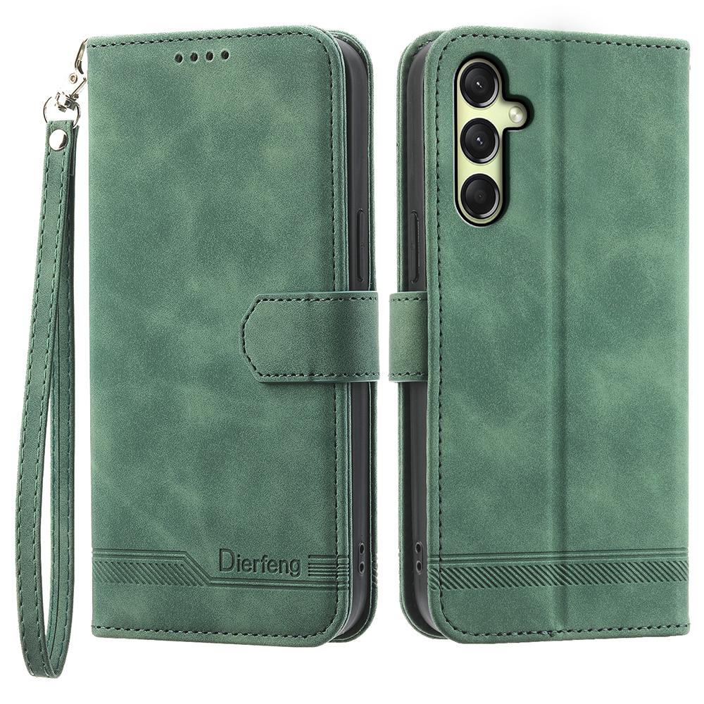 DIERFENG DF-03 For Samsung Galaxy A26 5G Leather Case Lines Imprint Wallet Phone Cover