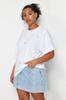 Women's Style Plus Size Oversize Knitted T-shirt with White Heart Accessory Detail