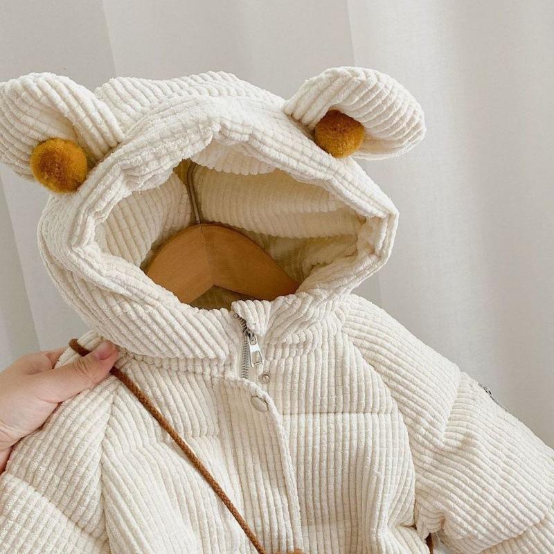 Одежда из плотного хлопка с капюшоном из мультфильмов для девочек. Осенняя и зимняя одежда из хлопка для девочек. Женское толстое пальто Treasure. Теплая детская одежда.