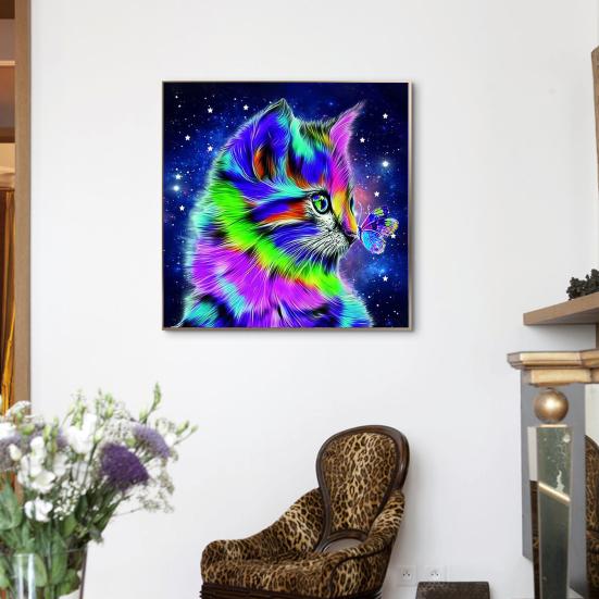 1 Set Diamond Painting Kit Cute Cat Pattern Stress Relief Confidence Boost Relaxation Activity DIY Diamond