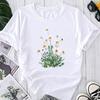 (Asian Size) Fashion Flower Trend Lovely Style Cute 90s Print Graphic Tee Female Casual T Clothing Casual Women's Top Short Sleeve T-shirt