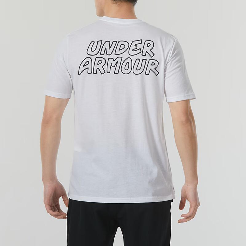 Under Armour Letter Print Training Breathable Casual Crew Neck Short Sleeve T-Shirt Men Tops White 1366420-100