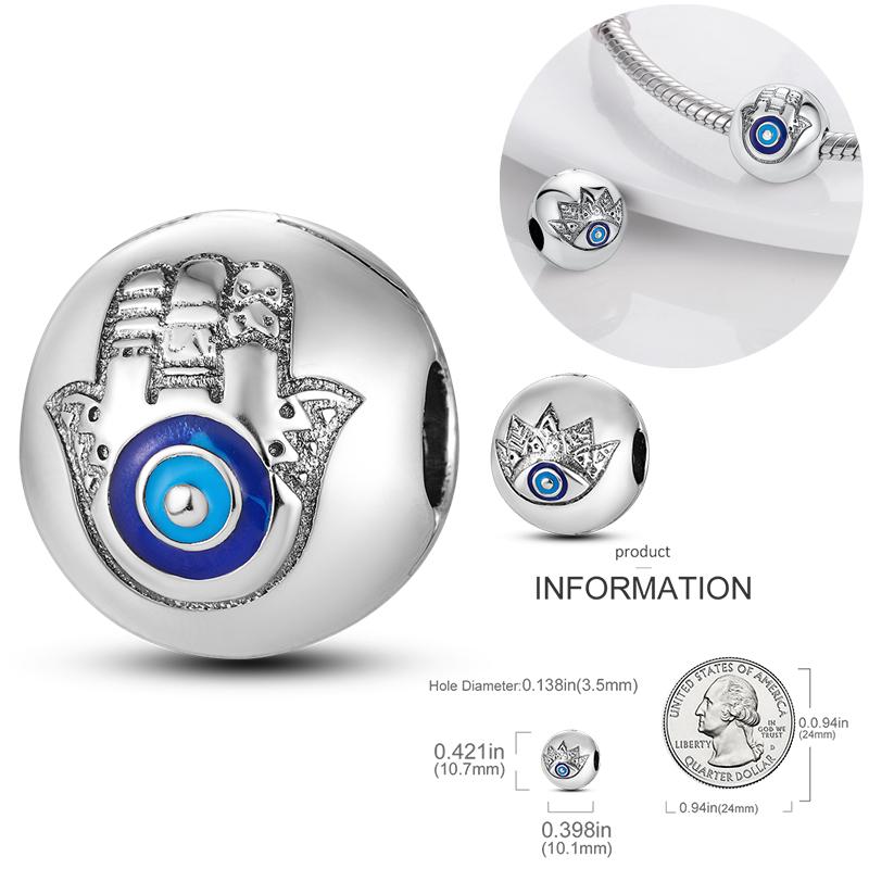 Защитные подвески из серебра 925 пробы Хамаса «Рука Фатимы Марии Мириам», подходящие для браслета «сделай сам», бусины «Глаз Провидения» своими руками