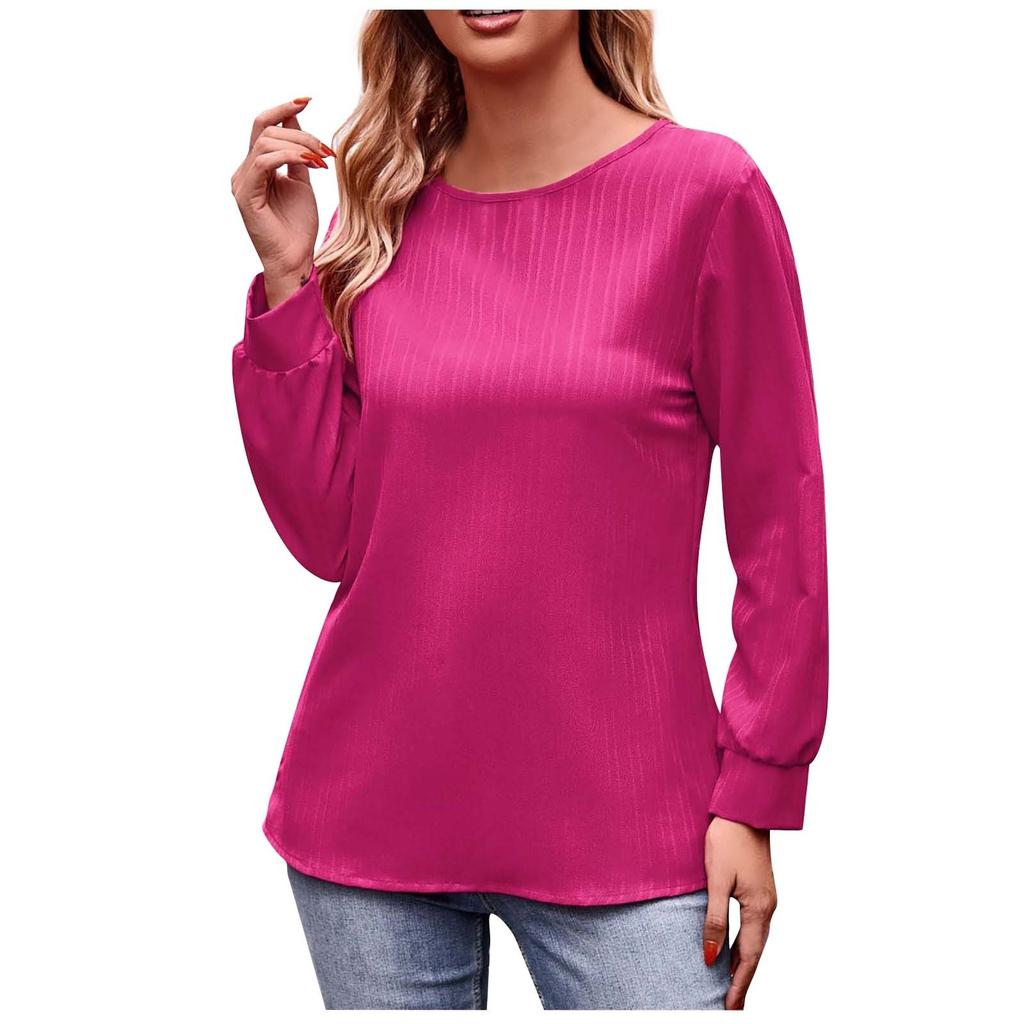Женский повседневный модный однотонный пуловер с круглым вырезом, футболка с двойной линией, топ с длинными рукавами