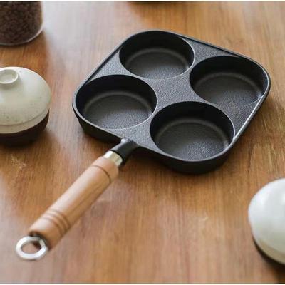 Чугунная сковорода для омлета с четырьмя отверстиями — с антипригарным покрытием, без покрытия, для яиц и бургеров; Подходит для индукционных и газовых варочных панелей