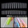 240 шт. Формы для наращивания ногтей в форме гроба, ультратонкие, без следов, двухсторонние, накладные ногти с вспомогательной линией, миндалевидные типсы для ногтей