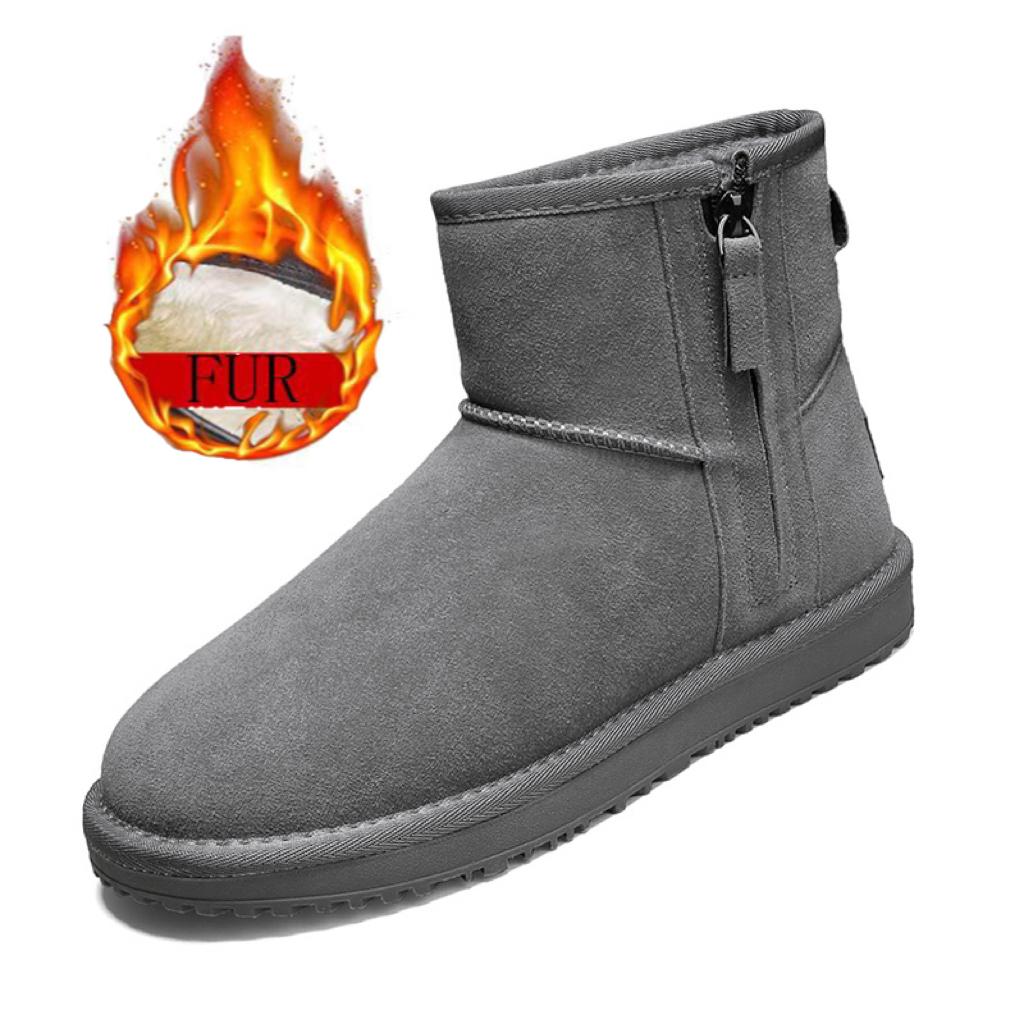 Мужские новые классические мужские зимние короткие ботинки из натуральной замши с меховой подкладкой, плюшевые утепленные нескользящие удобные ботинки