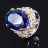 18k Gold Plated 15 *20mm Fancy Vivid Faceted Gemstone Ring For Women Anniversary Gift 925 Sterling Silver Jewelry