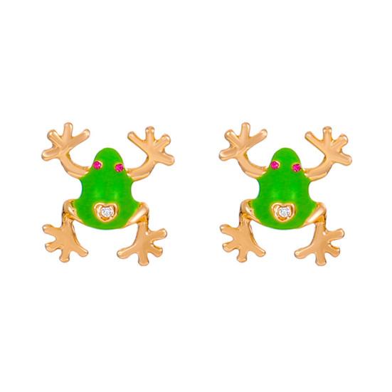 1/2 Pairs Frog-Shaped Earrings Sparking Rhinestones Inlaid