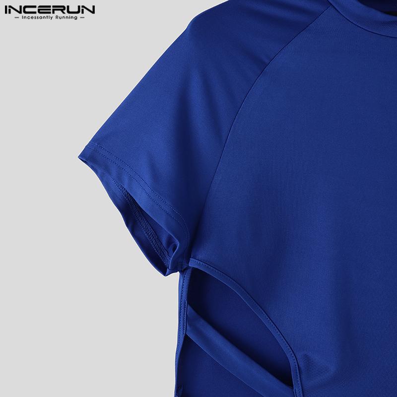 INCERUN Мужские комбинезоны с коротким рукавом и повязками, облегающие комбинезоны, домашняя одежда