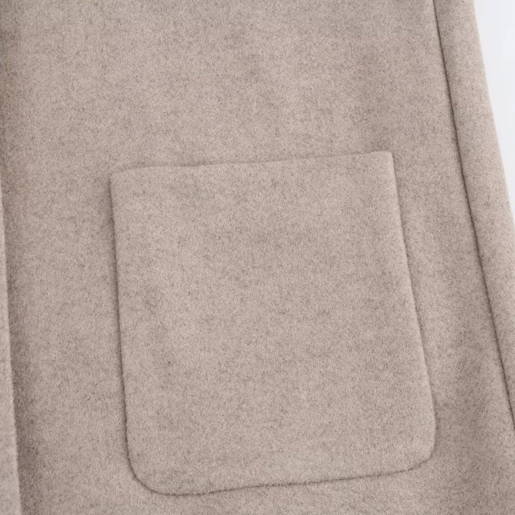 Модное женское повседневное шерстяное пальто-жакет со съемным шарфом