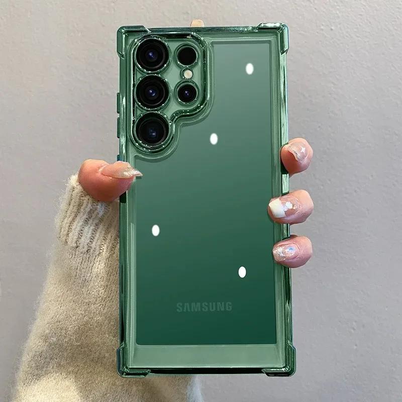Роскошный гальванический HD прозрачный чехол для Samsung Galaxy S24 S23 S22 Ultra Plus Противоударный бронированный мягкий бампер Жесткая задняя крышка Capa