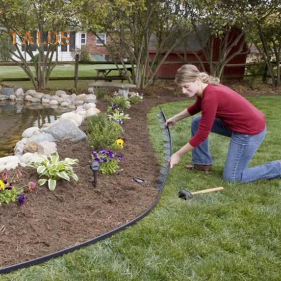 Landscape Edging Border No Dig All-weather Garden Isolation Edging Border with Spikes Easy-to-Install Cuttable Isolation Edging for Flower Beds Yard