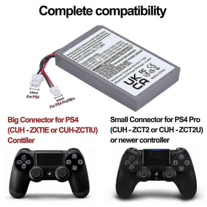 2x Аккумулятор 2000 мАч Lip1522 для Sony Ps4 Ps4 Pro Dualshock 4 Cuh-zct1e Cuh-zct1h Cuh-zct1u Cuh-zct2 Cuh-zct2u Беспроводной контроллер
