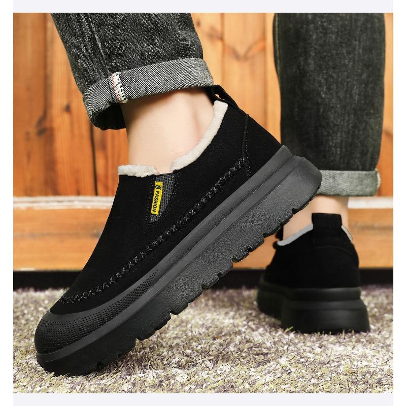 Хлопковая обувь с флисом, Мужская обувь, Теплые ботинки на толстой подошве, Однофутовые зимние ботинки, Универсальные хлопковые ботинки