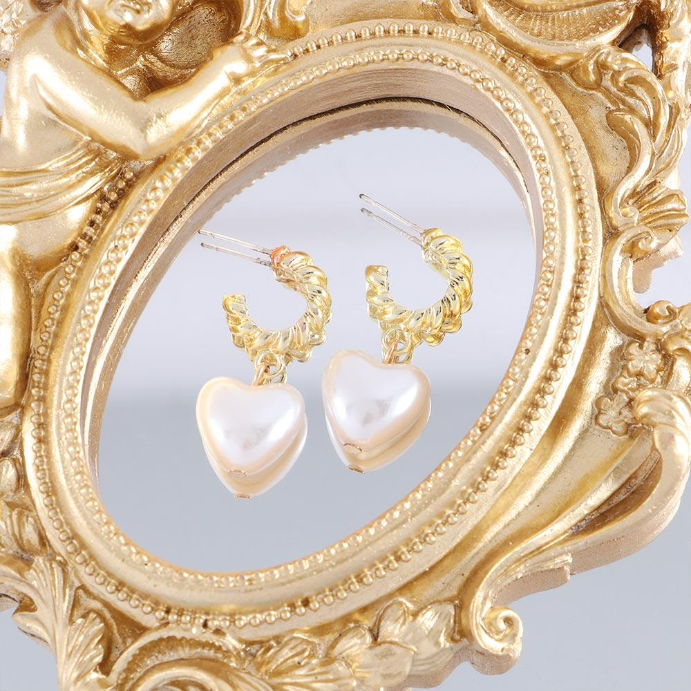 Темперамент Новые ретро девушки геометрические жемчужные серьги скрученные круглые сращивающиеся пеньковые серьги-кольца