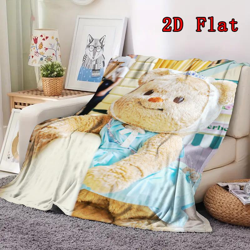 Cute Butter Bear 2D Flat Pattern Flannel Blanket High quality All Seasons Warmth and Comfort Perfect for Christmas Gifts.DMT0925358