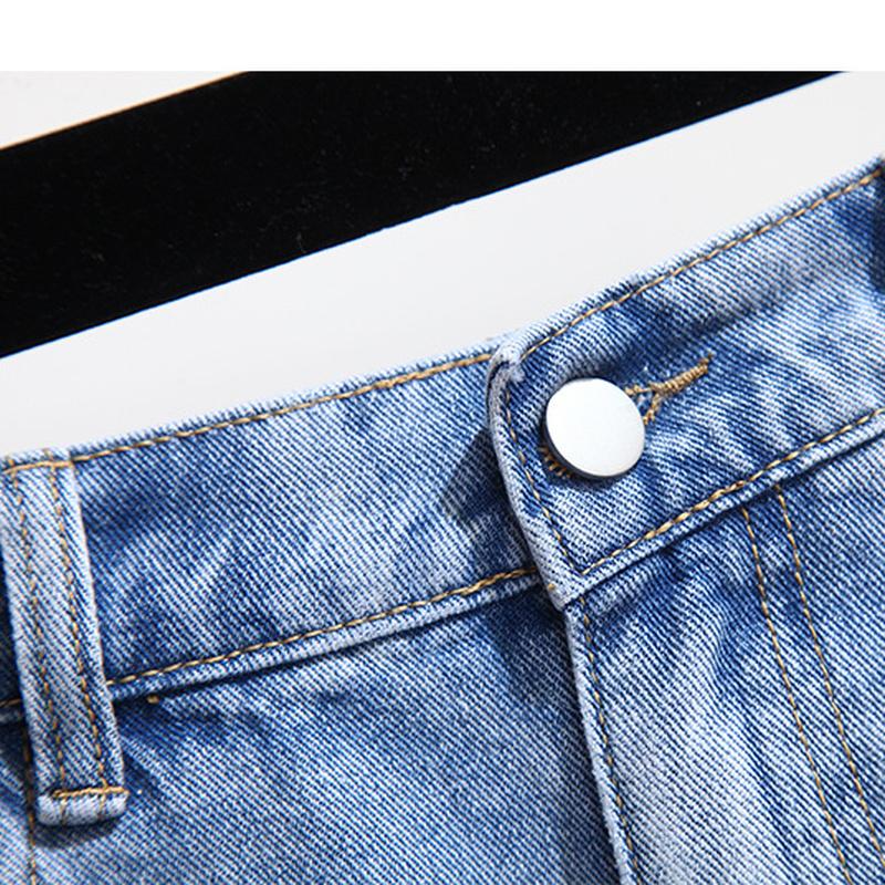 Короткие джинсы больших размеров для женщин, летние повседневные синие свободные женские джинсовые шорты с заусенцами, широкие джинсовые брюки