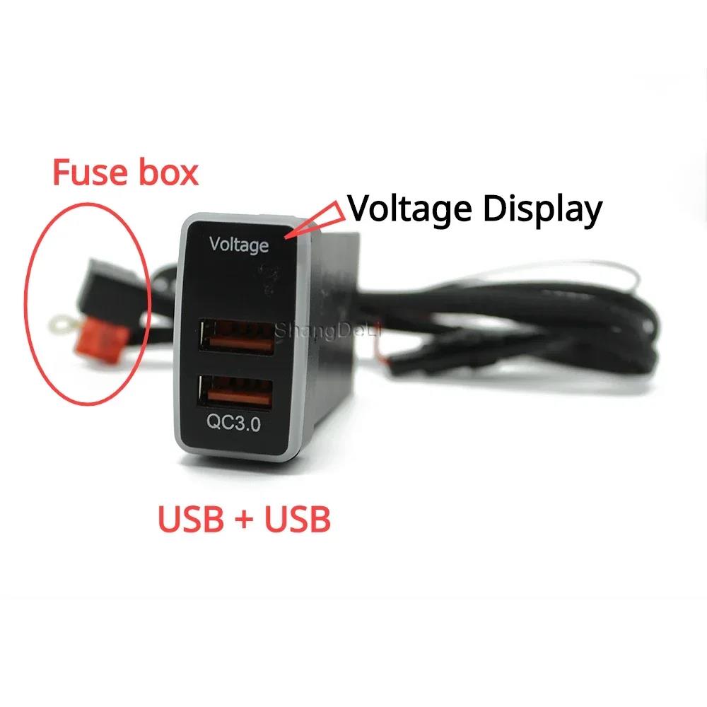 Автомобильное зарядное устройство USB QC3.0 с синей подсветкой и индикатором напряжения для Toyota Land Cruiser Hilux Prado 120 FJ CRUISE
