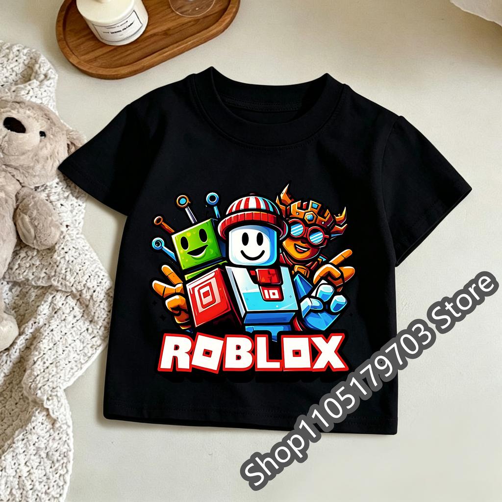 2026 Roblox T Shirt for Kids Summer Fashionable Short Sleeve Tee Boys Girls Casual Gaming Print Soft Childrens Tops