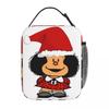 Mafalda Christmas Insulated Lunch Bags For Outdoor Mafalda With Santa Hat Food Container Portable Thermal Cooler Bento Box