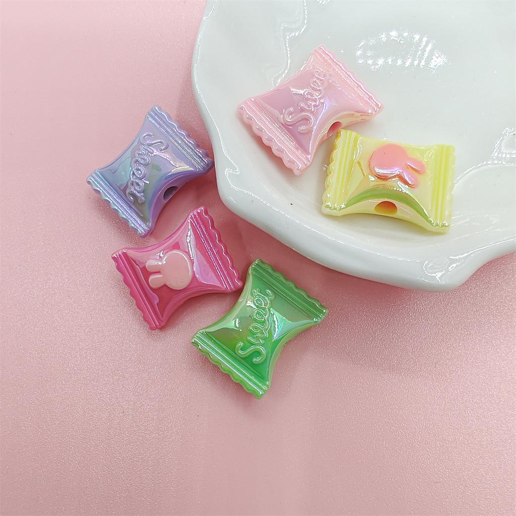 10Pcs DIY Handmade Material Modeling Loose Beads Necklace Rabbit Candy Plated Color Jewelry Making Two-color Pendant UV Bracelet