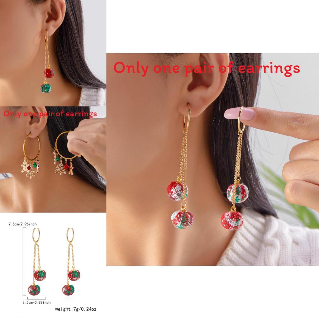 Christmas Theme Alloy Earrings With Suede Tassels Details For Seasonal Wear