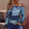 Women's Fashion Casual Fall Winter Denim Long Sleeve Pullovers & Long Sleeves